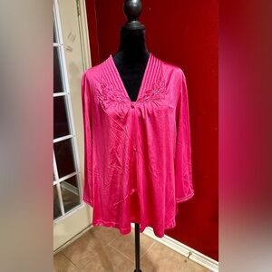 Vintage Vanity Fair Pink Nylon Robe Jacket Lounge Top Size L Made in USA